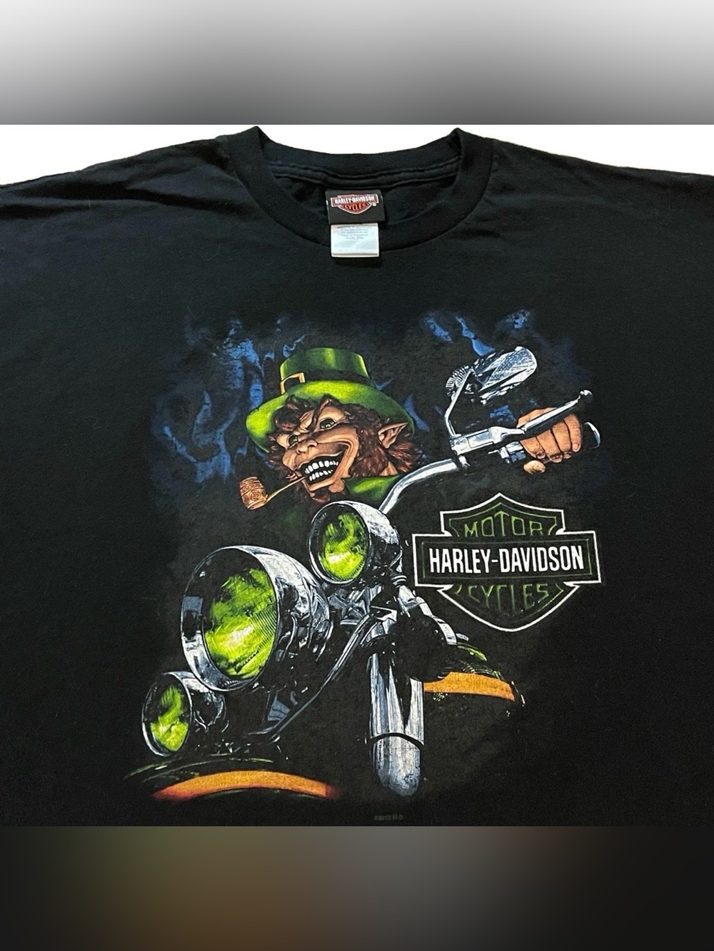Harley Davidson T Shirt Dublin Ireland Leprechaun Clover Motorcycle Sz XXL 2012